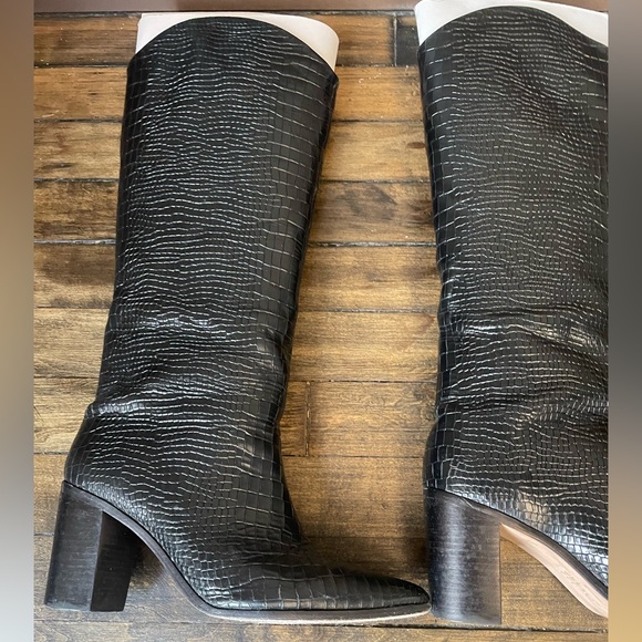 Schutz Maryana Boot Black Crocodile New w/ Duster Bag - Picture 6 of 7